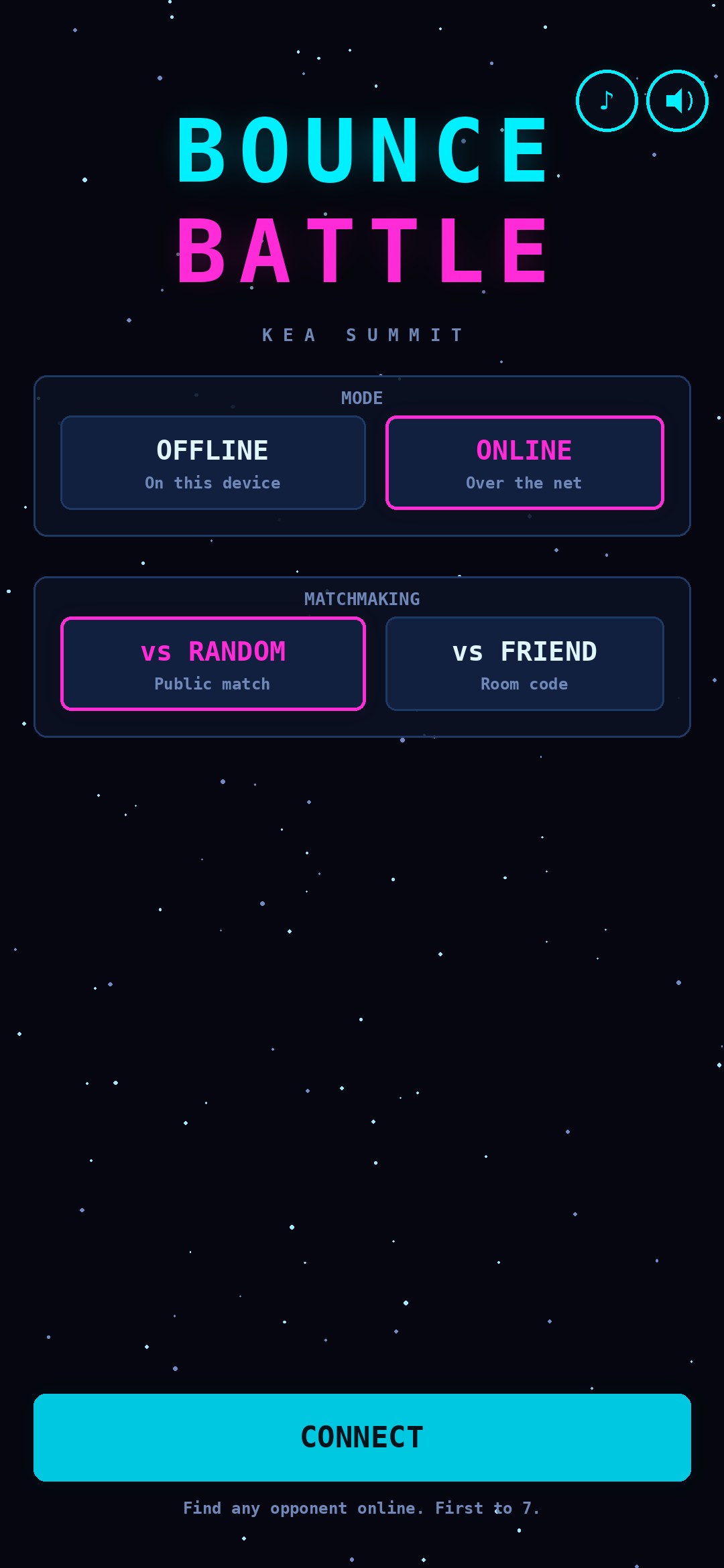 Online multiplayer matchmaking screen