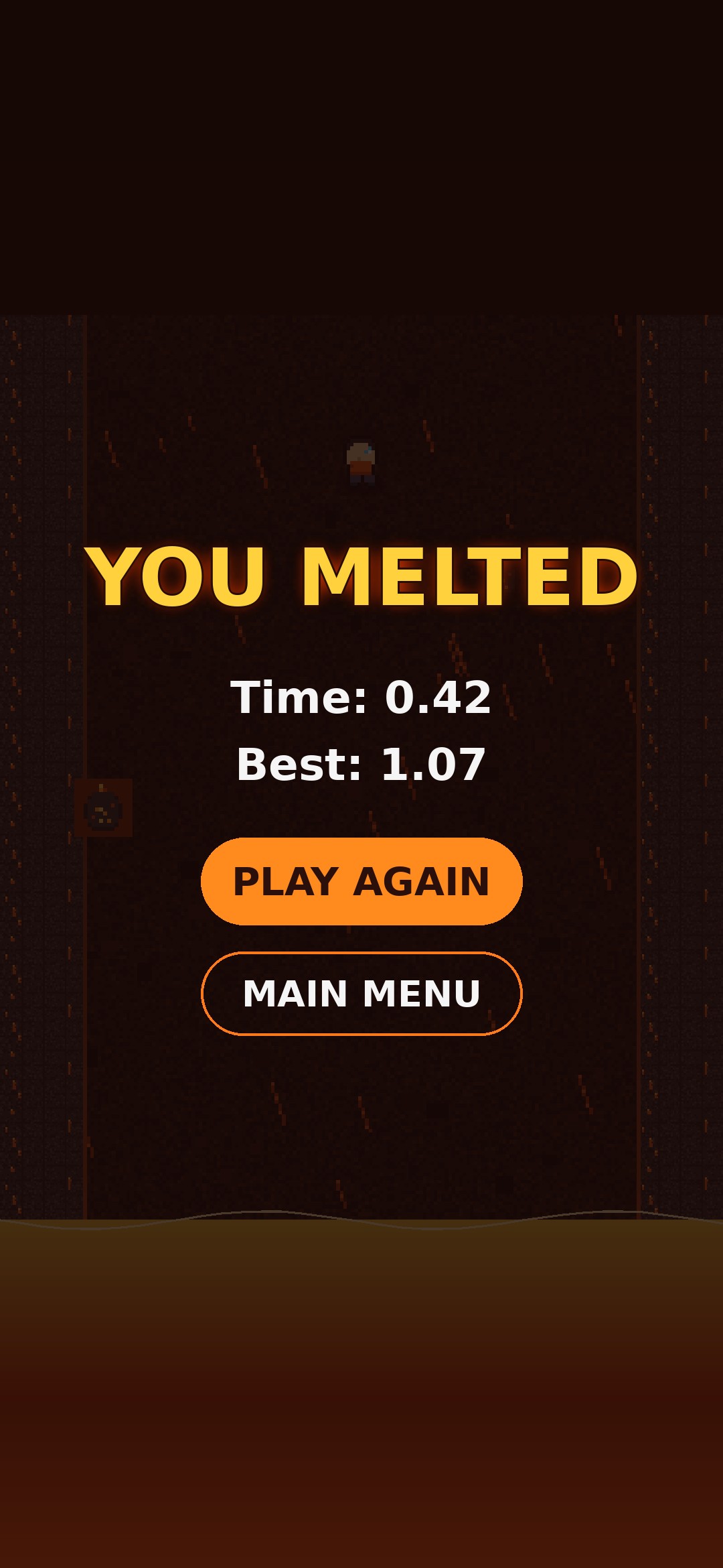 The you-melted game-over screen